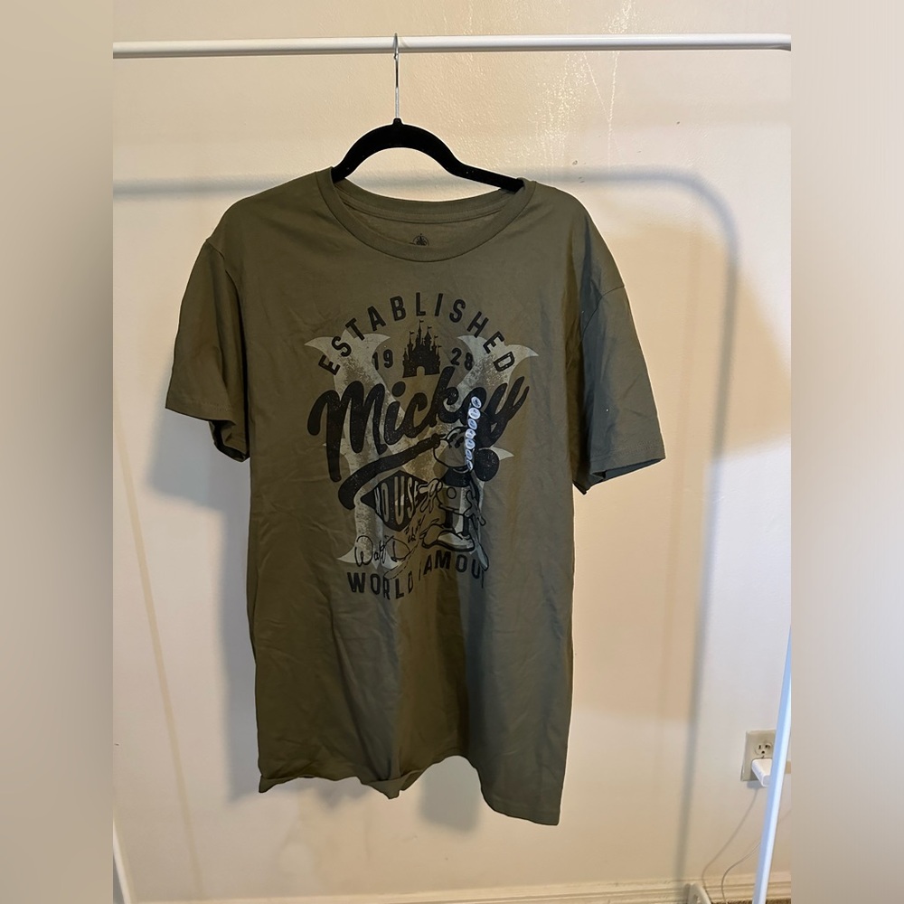 Olive Green Mickey Mouse Shirt